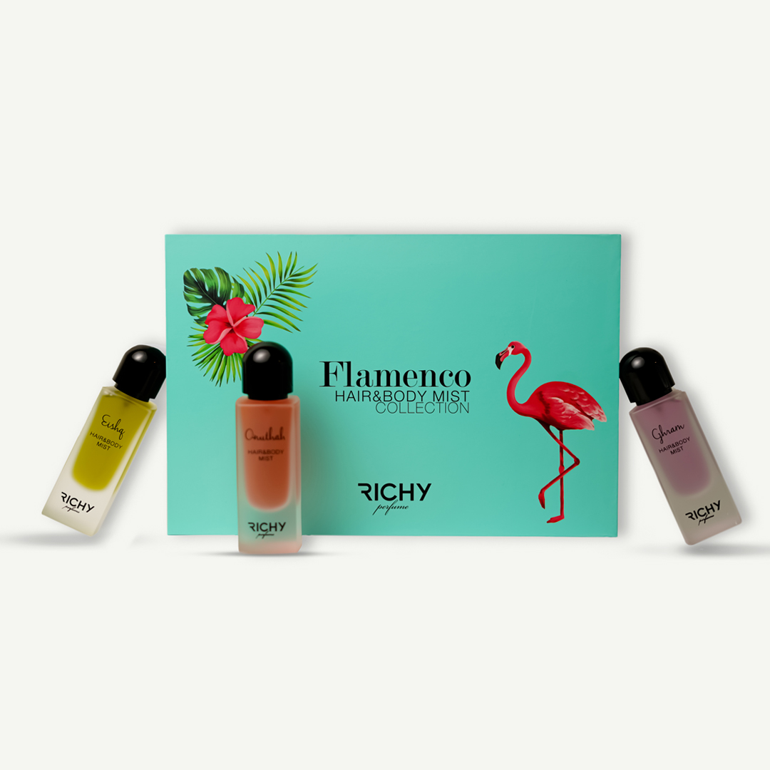 Flamingo Box – Mawa Ratib Signature | Hair Mist | 3 Luxury Scents for Only AED 350